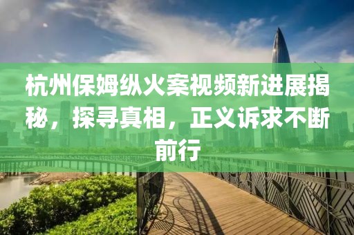 杭州保姆纵火案视频新进展揭秘，探寻真相，正义诉求不断前行
