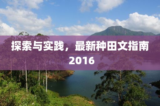 探索与实践，最新种田文指南 2016