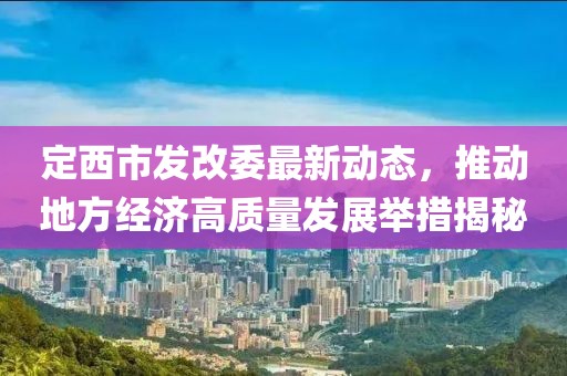 定西市发改委最新动态，推动地方经济高质量发展举措揭秘