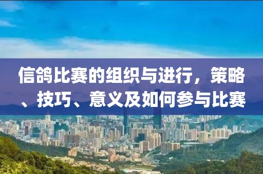 信鸽比赛的组织与进行，策略、技巧、意义及如何参与比赛