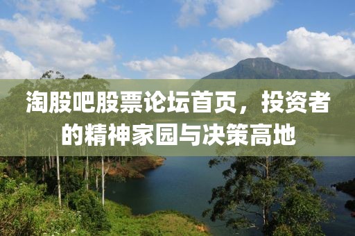 淘股吧股票论坛首页，投资者的精神家园与决策高地