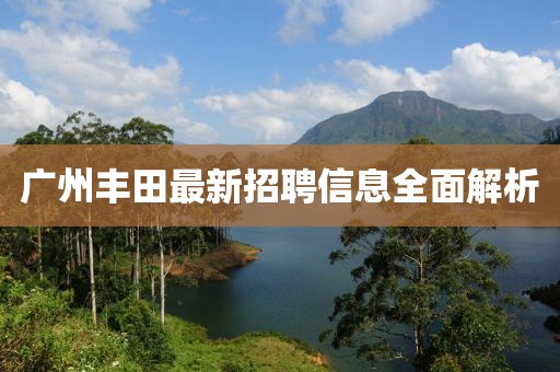 广州丰田最新招聘信息全面解析