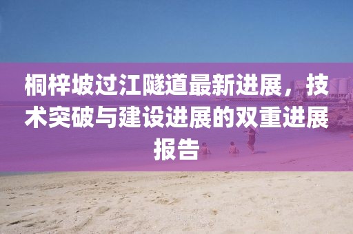 桐梓坡过江隧道最新进展，技术突破与建设进展的双重进展报告