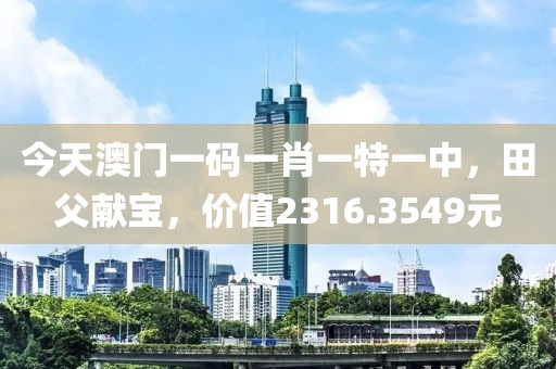 今天澳门一码一肖一特一中，田父献宝，价值2316.3549元