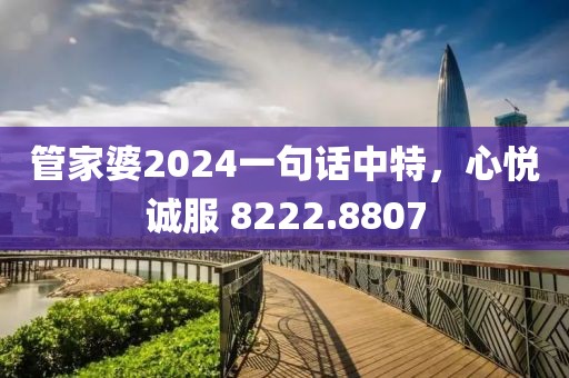 管家婆2024一句话中特，心悦诚服 8222.8807