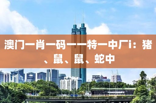 澳门一肖一码一一特一中厂i：猪、鼠、鼠、蛇中