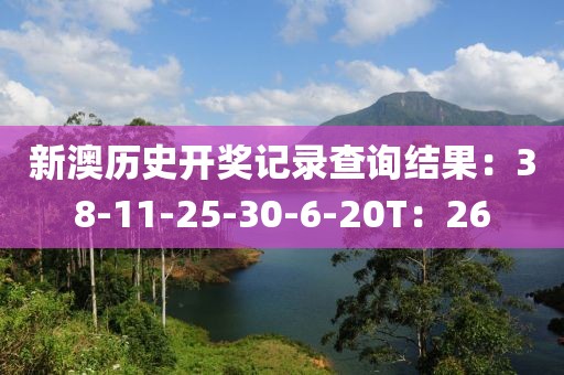 新澳历史开奖记录查询结果：38-11-25-30-6-20T：26