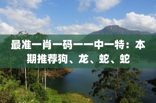 最准一肖一码一一中一特：本期推荐狗、龙、蛇、蛇