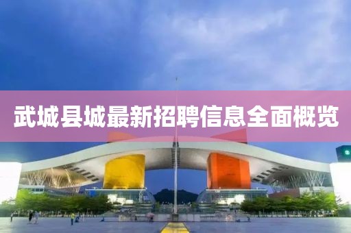 武城县城最新招聘信息全面概览
