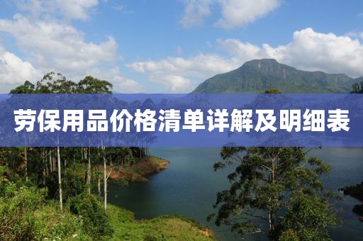 劳保用品价格清单详解及明细表